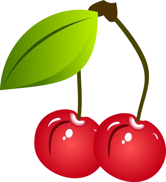 Red Cherries with Green Leaf Illustration