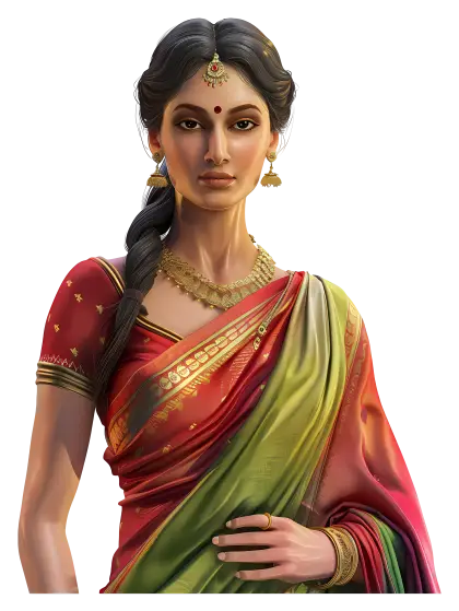 Traditional Woman in Vibrant Sari Attire