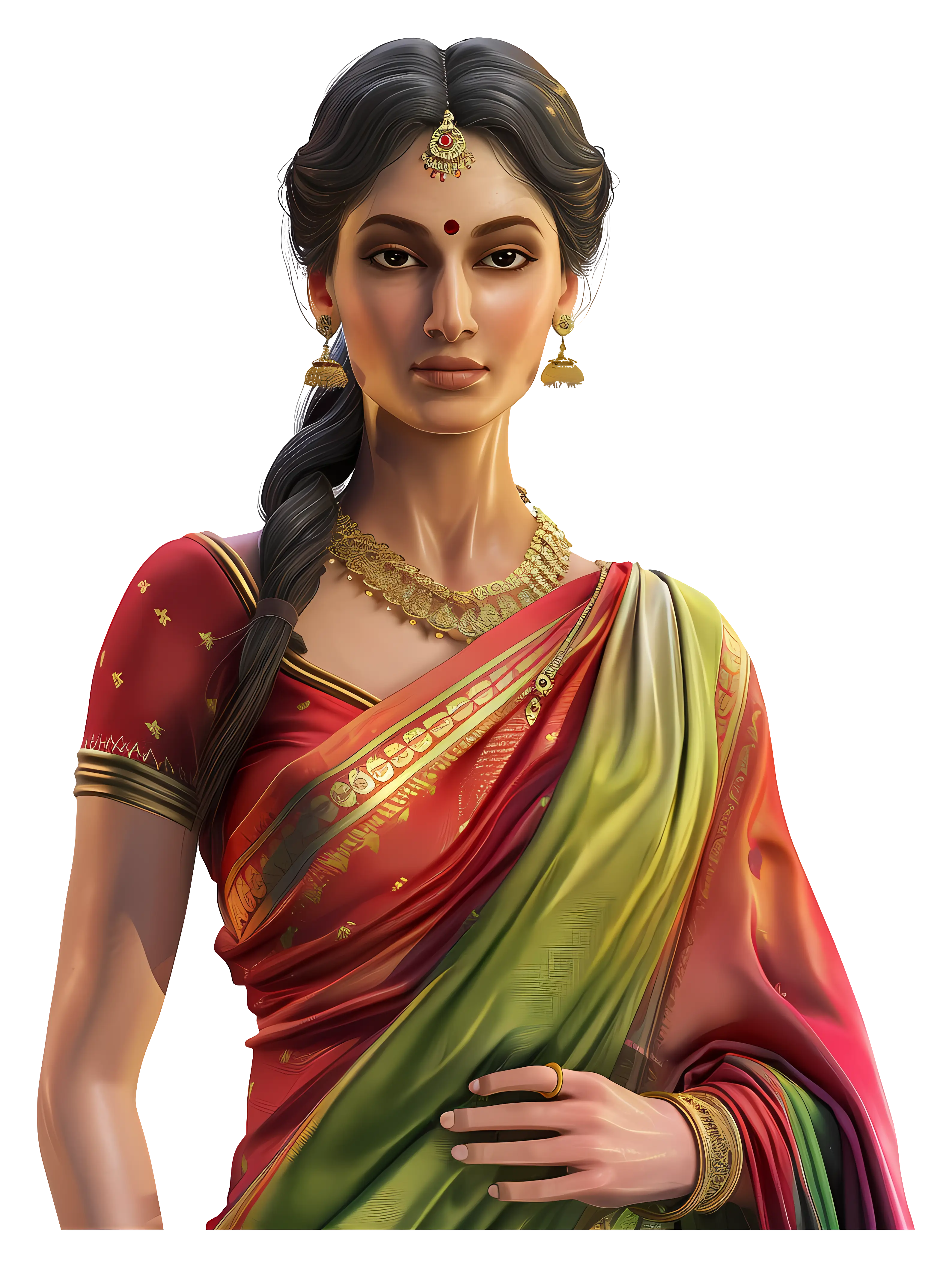 Traditional Woman in Vibrant Sari Attire