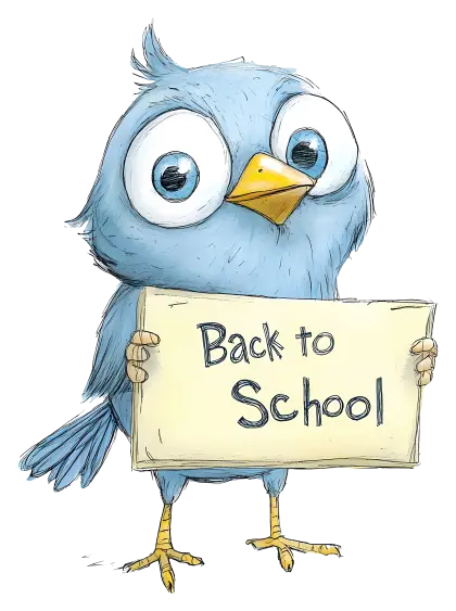 Bird with Back to School Sign