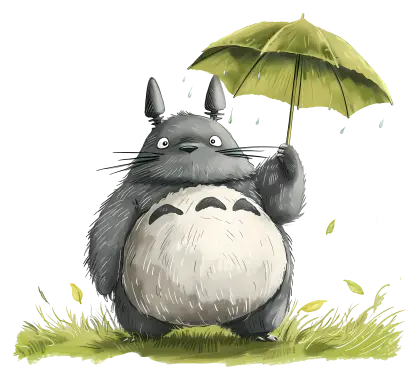Cartoon Creature Holding an Umbrella