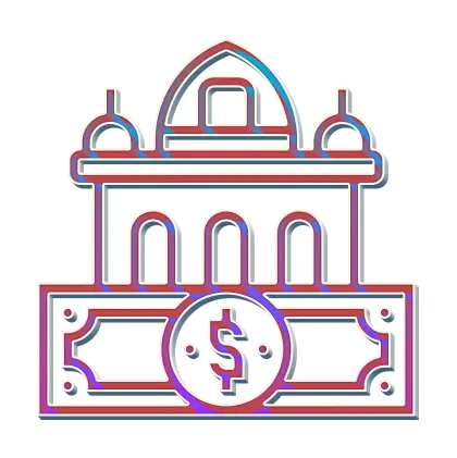 Bank Building with Dollar Sign Icon