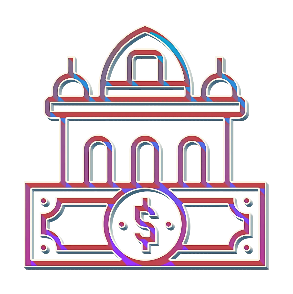 Bank Building with Dollar Sign Icon
