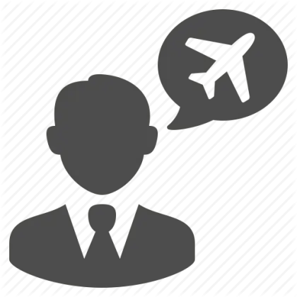 Businessman Thinking About Airplane Icon