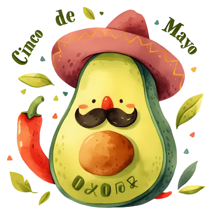 Cinco de Mayo Avocado Illustration