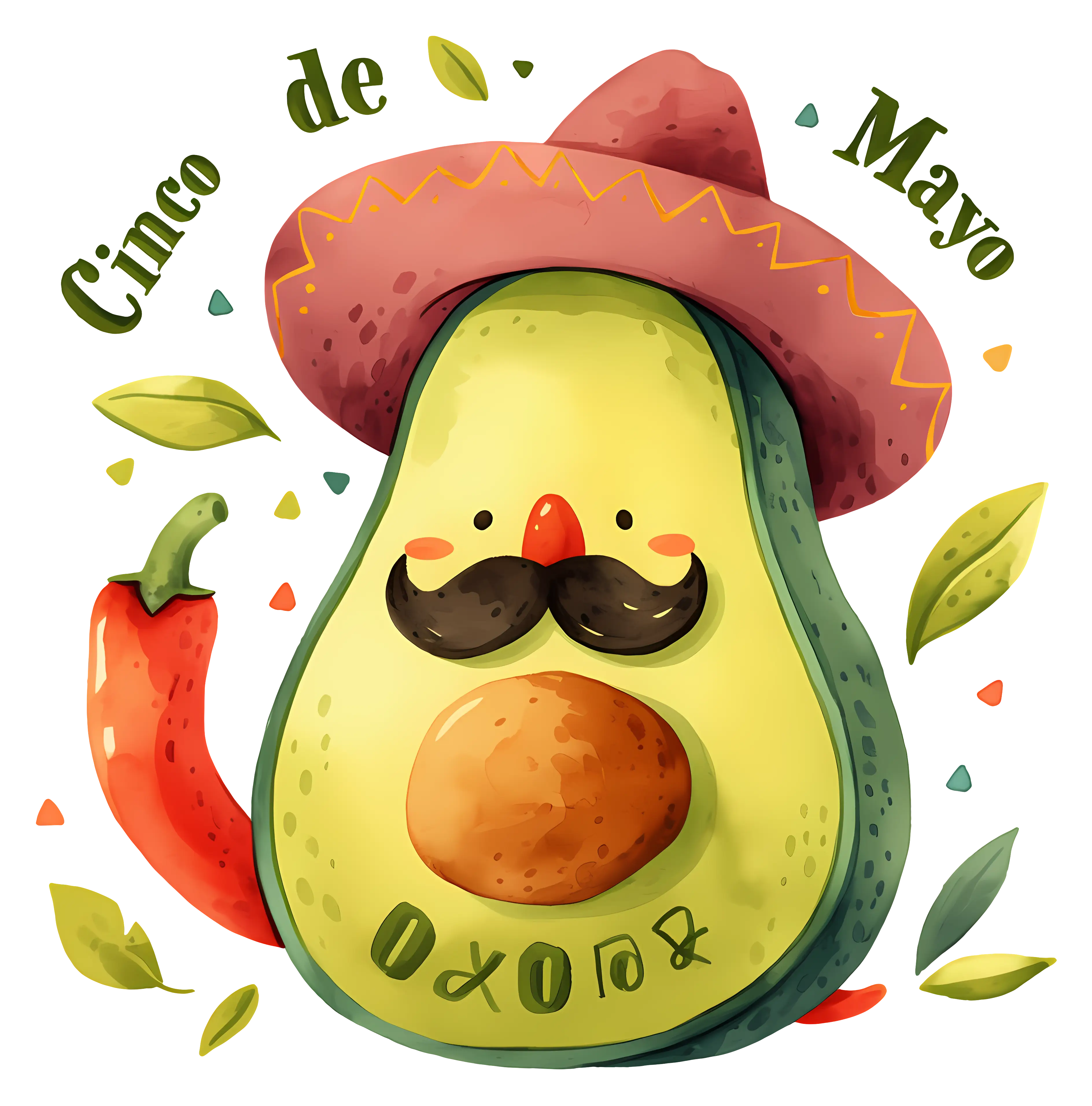 Cinco de Mayo Avocado Illustration