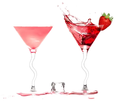 Pink and Red Cocktail Glasses