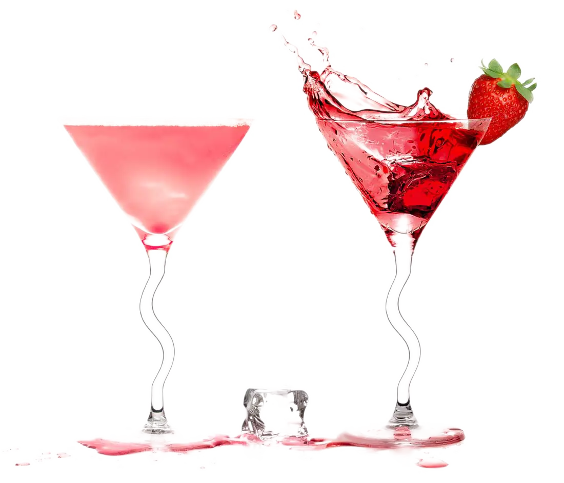 Pink and Red Cocktail Glasses