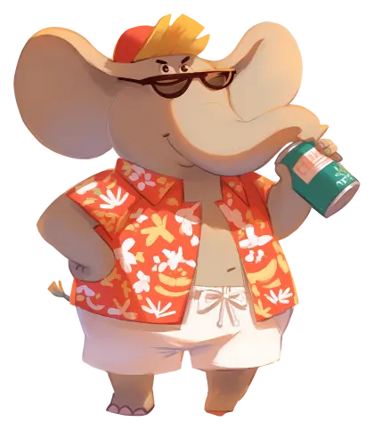 Elephant in Summer Attire