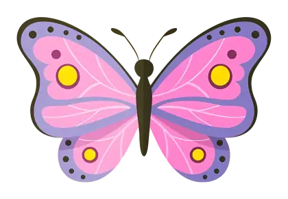 Pink Butterfly Illustration with Colorful Patterns