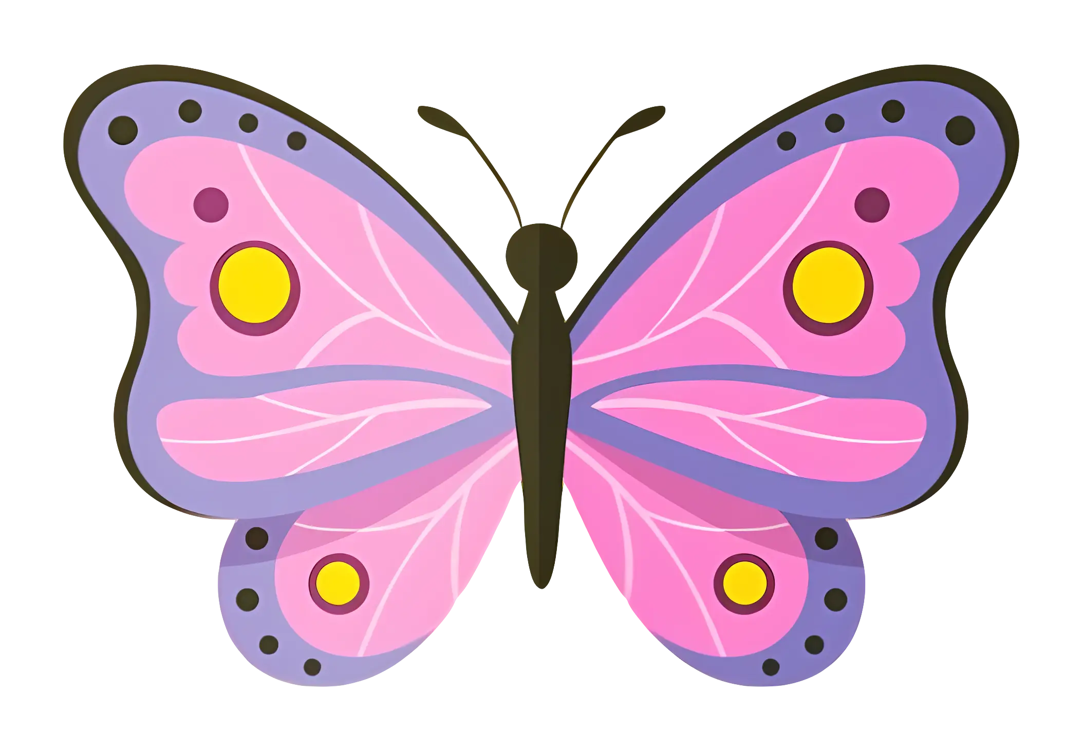Pink Butterfly Illustration with Colorful Patterns