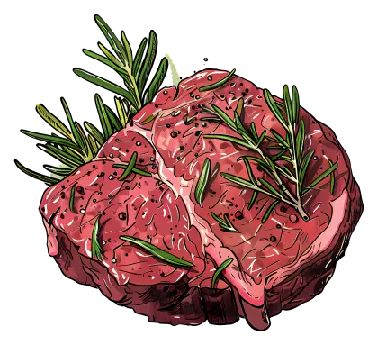 Seasoned Raw Steak Illustration