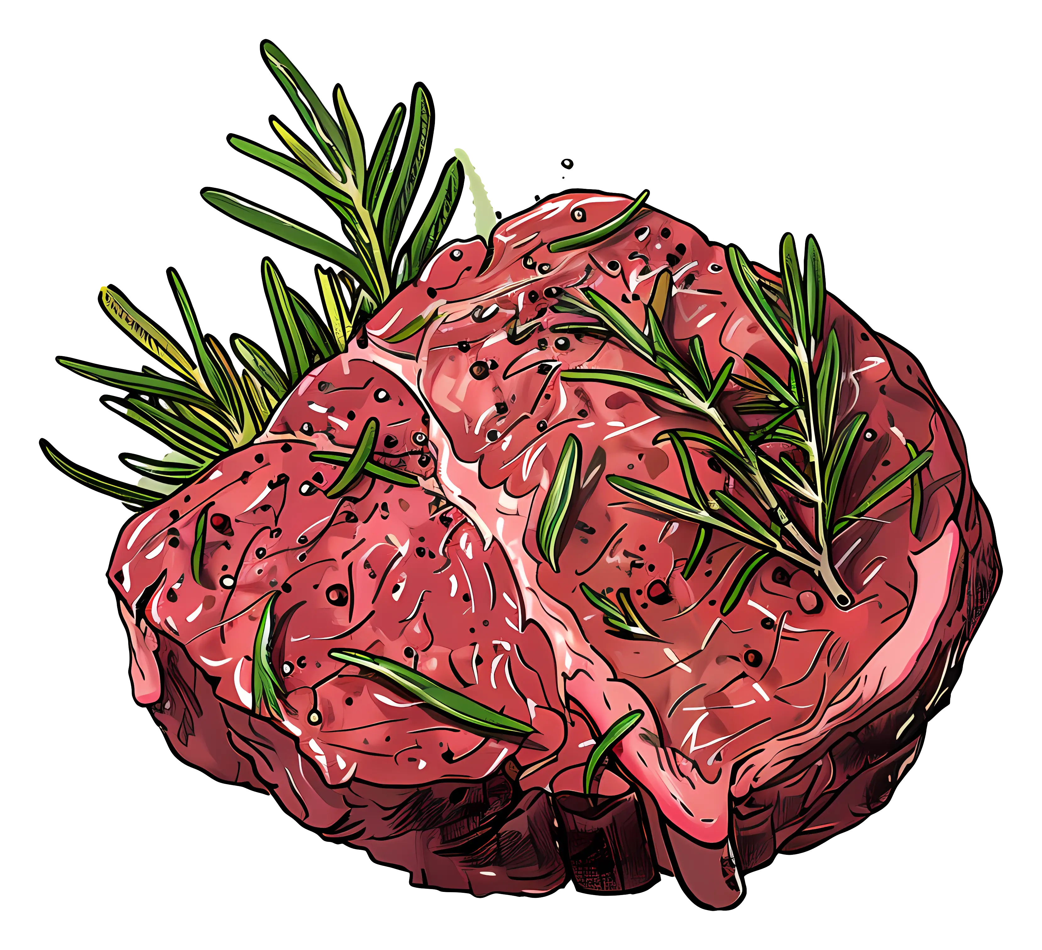 Seasoned Raw Steak Illustration