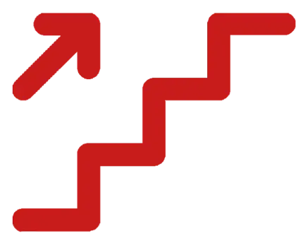 Red Zigzag Arrow Pointing Upward and Right