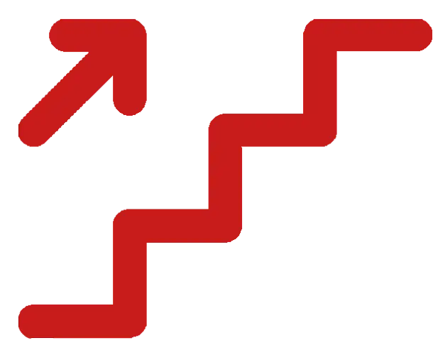 Red Zigzag Arrow Pointing Upward and Right