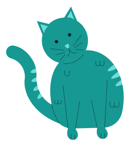 Teal Cartoon Cat Illustration