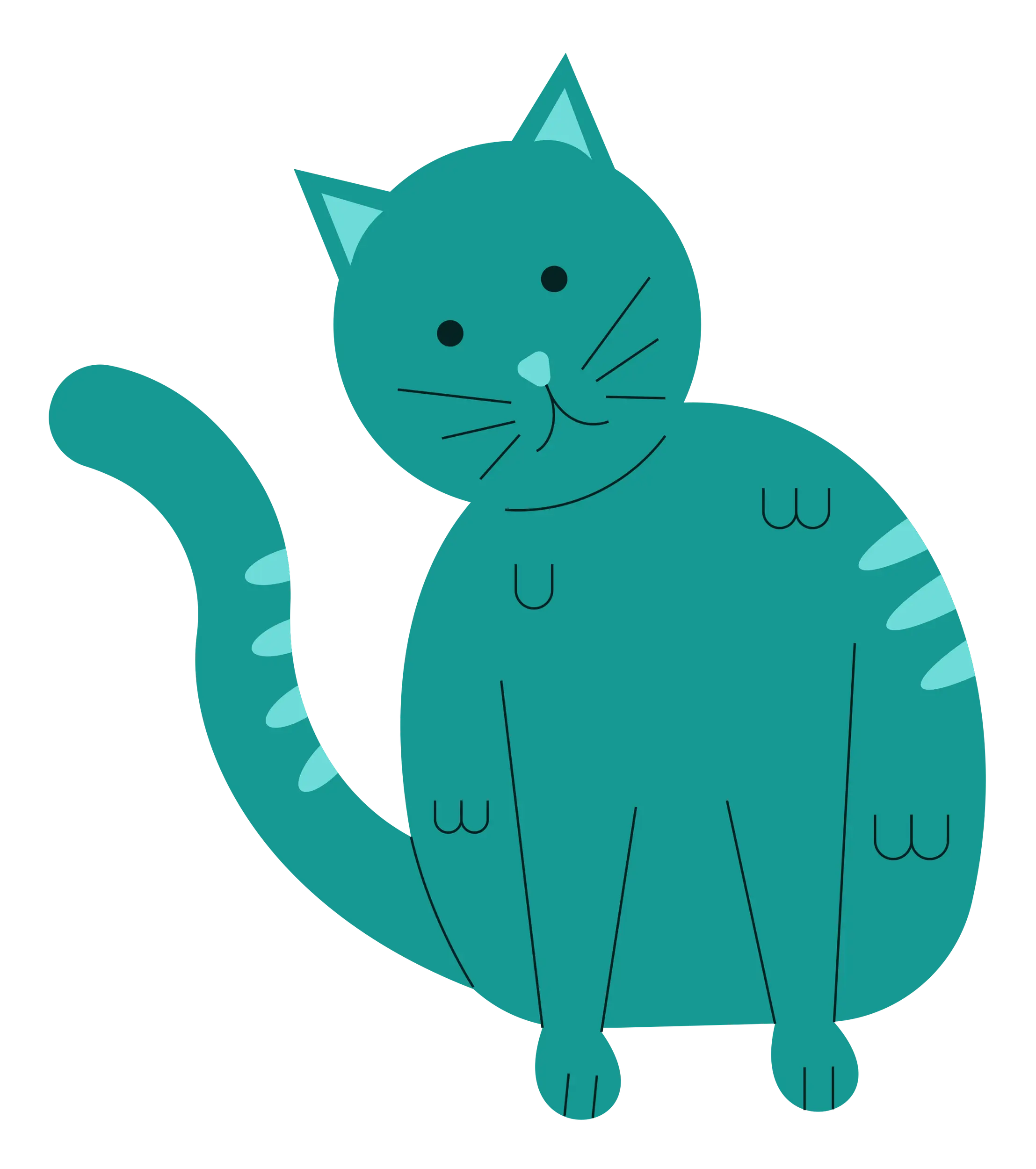 Teal Cartoon Cat Illustration