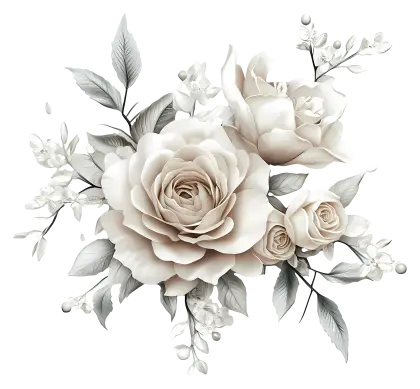 White Rose Bouquet with Artistic Detailing