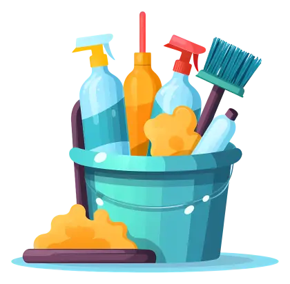 Bucket of Cleaning Supplies for Tidying Up