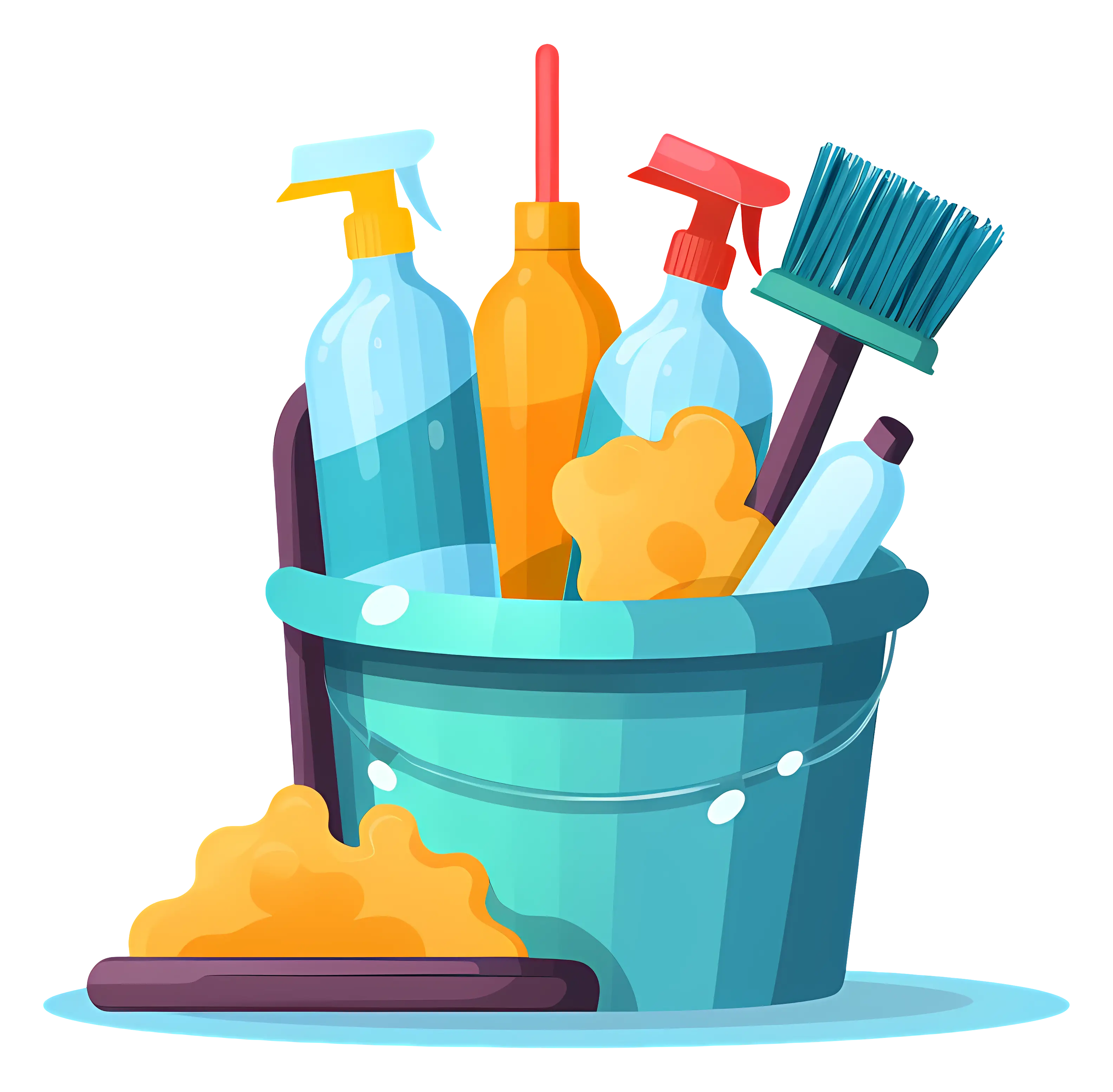 Bucket of Cleaning Supplies for Tidying Up