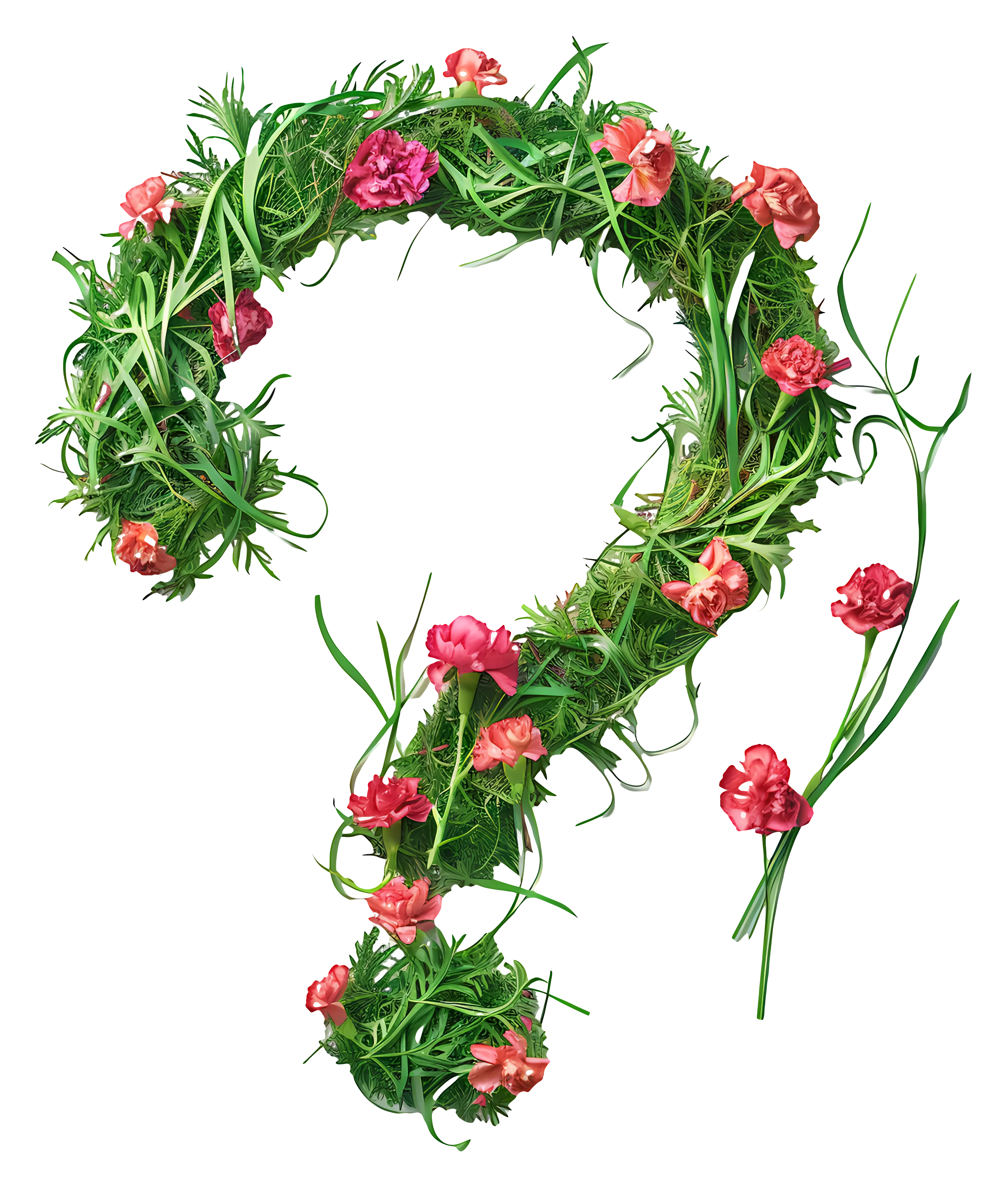 Question Mark Made of Flowers and Leaves