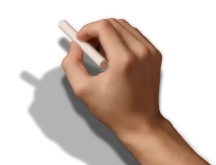 Hand Holding Chalk Representing Writing Concept