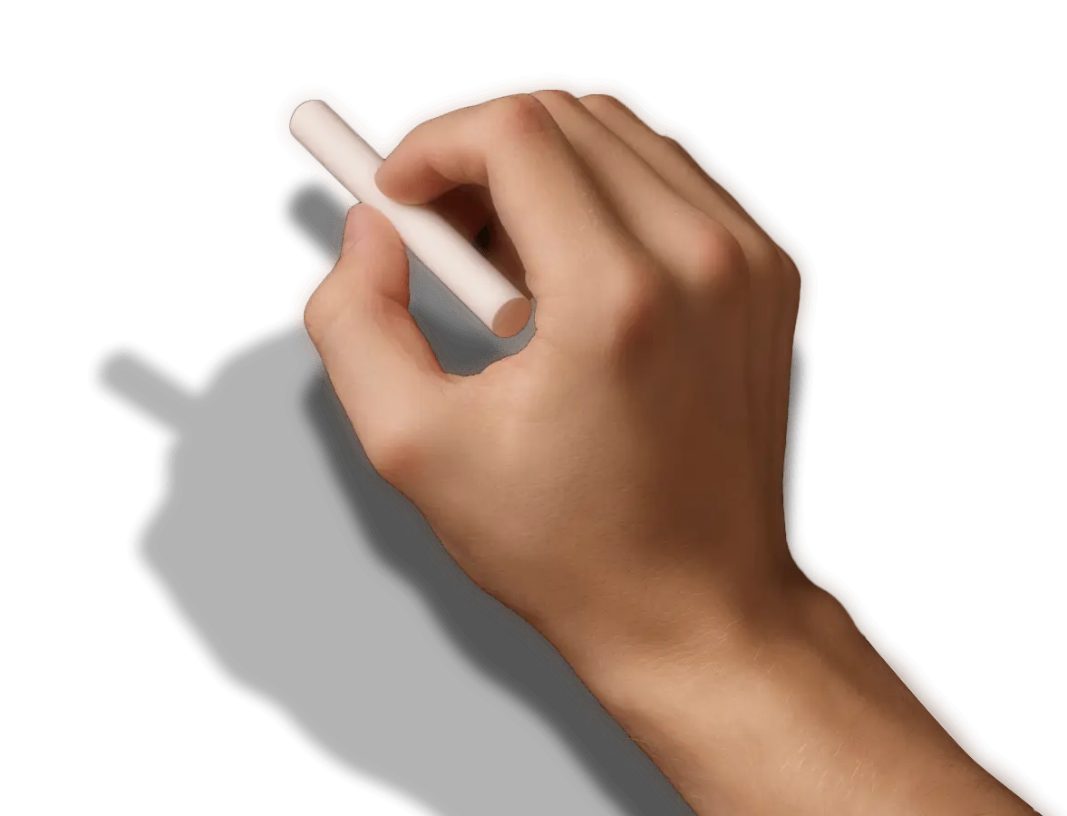 Hand Holding Chalk Representing Writing Concept