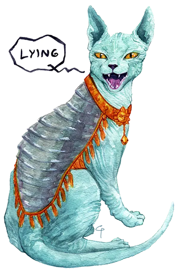 Blue Cat Illustration with Text