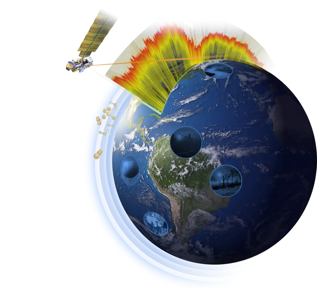 Illustration of Earth with Satellite in Orbit
