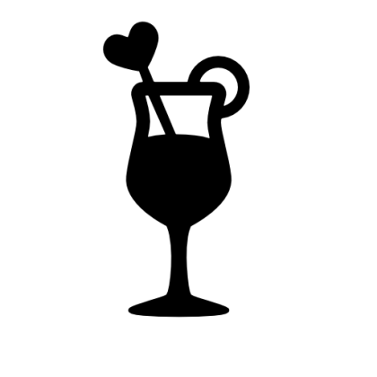 Cocktail Silhouette with Straw and Heart