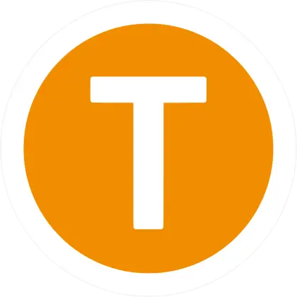 Uppercase T in Circular Orange Design