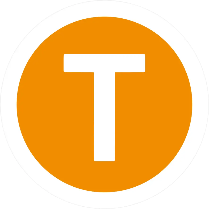 Uppercase T in Circular Orange Design