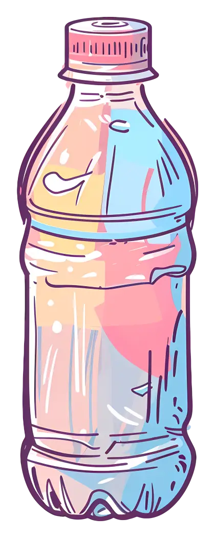 Colorful Plastic Bottle Design in Pastel Cartoon Style