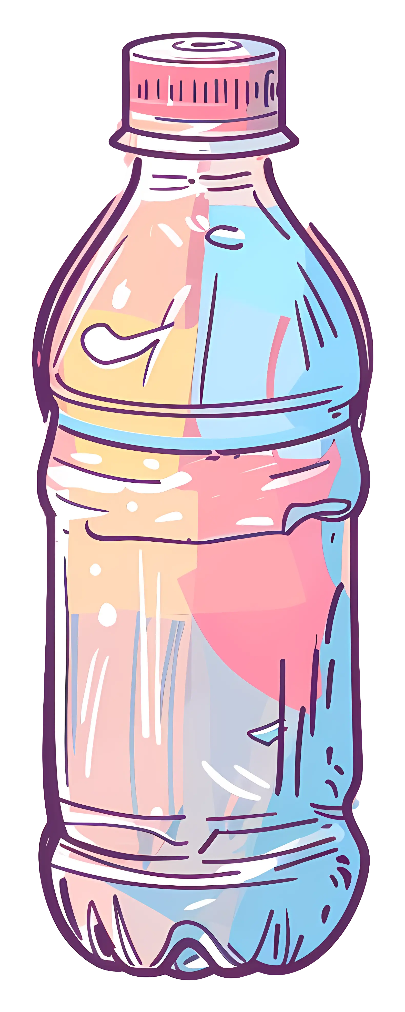 Colorful Plastic Bottle Design in Pastel Cartoon Style