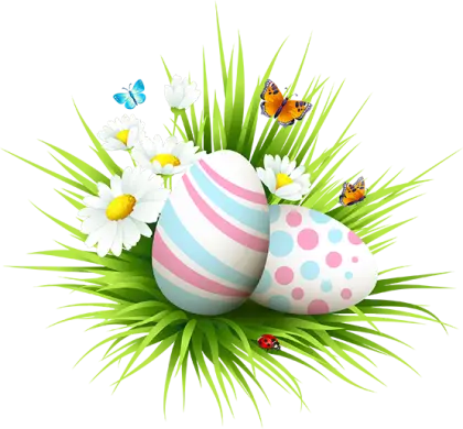 Colorful Easter Eggs in Spring Grass