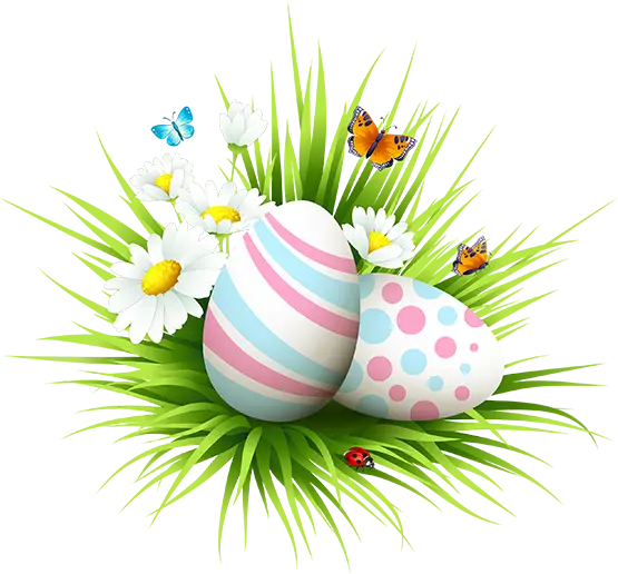 Colorful Easter Eggs in Spring Grass
