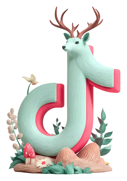 Deer TikTok Logo with Antlers