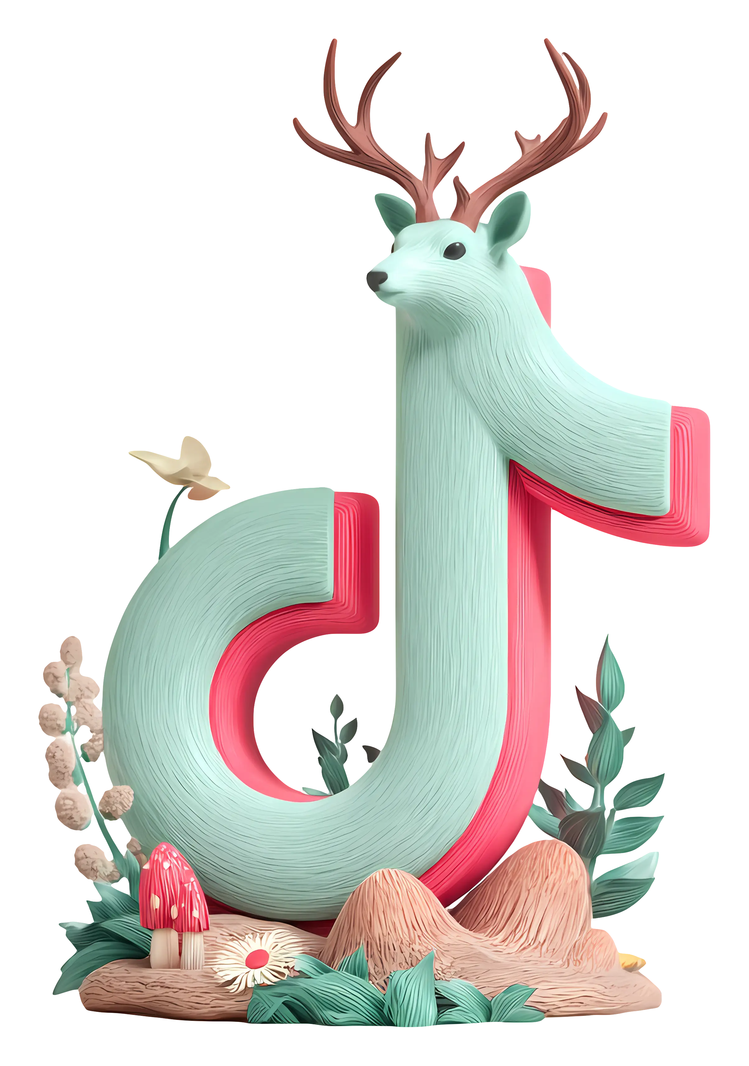Deer TikTok Logo with Antlers