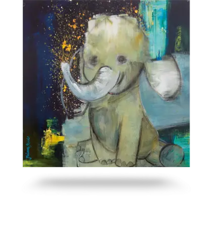 Cute Elephant Painting on Canvas