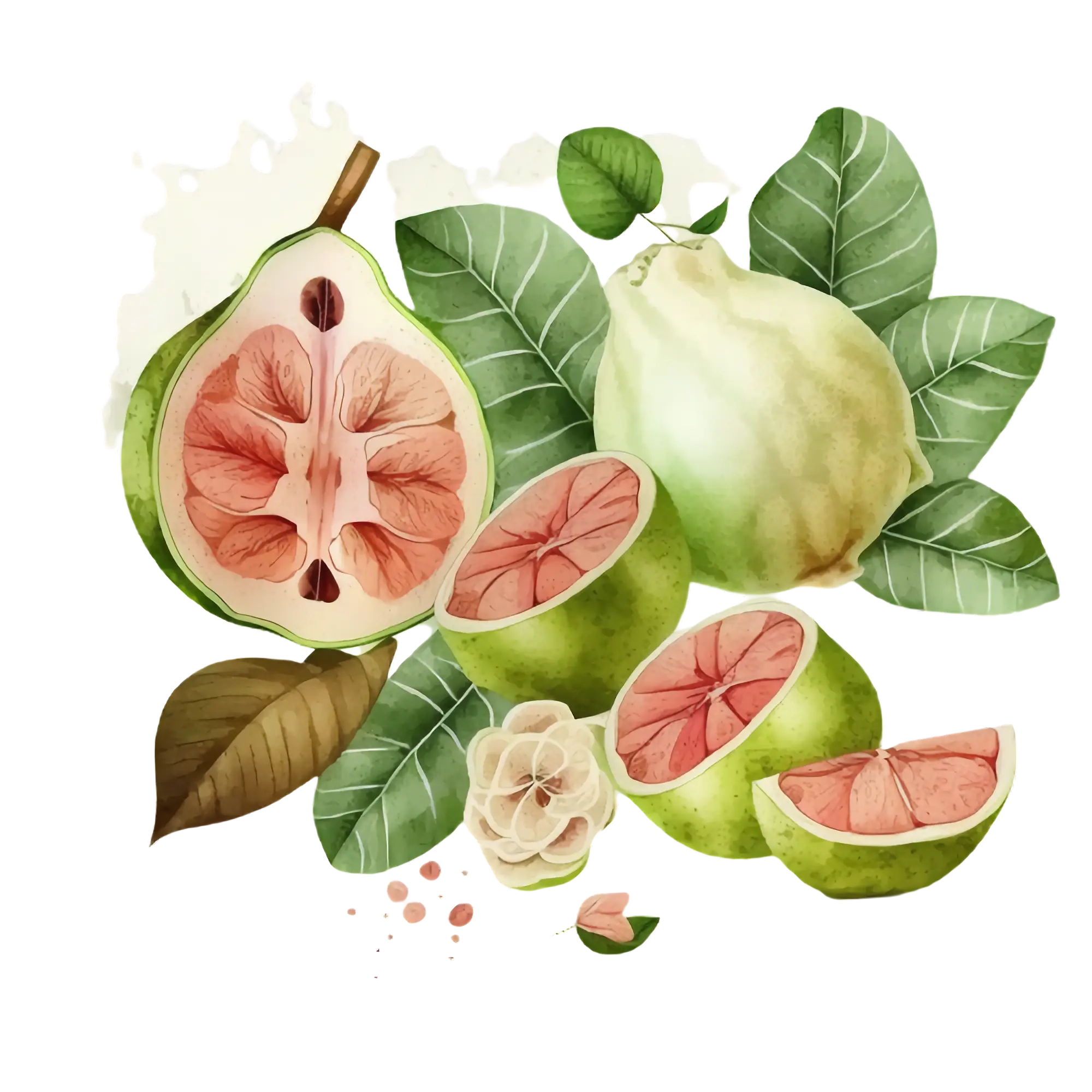 Fresh Guava with Leaves