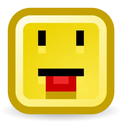 Yellow Square Emoji Icon with Playful Expression
