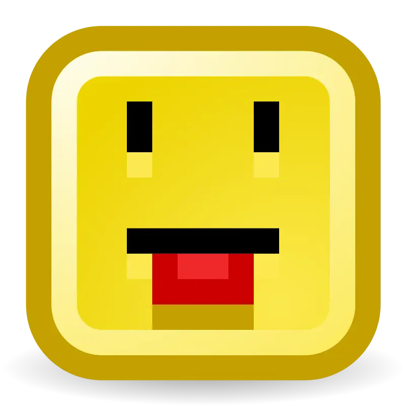 Yellow Square Emoji Icon with Playful Expression