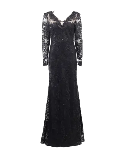 Black Lace Evening Gown for Formal Events