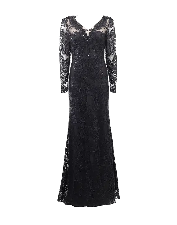 Black Lace Evening Gown for Formal Events