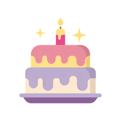 Colorful Layered Cake with Candle Illustration