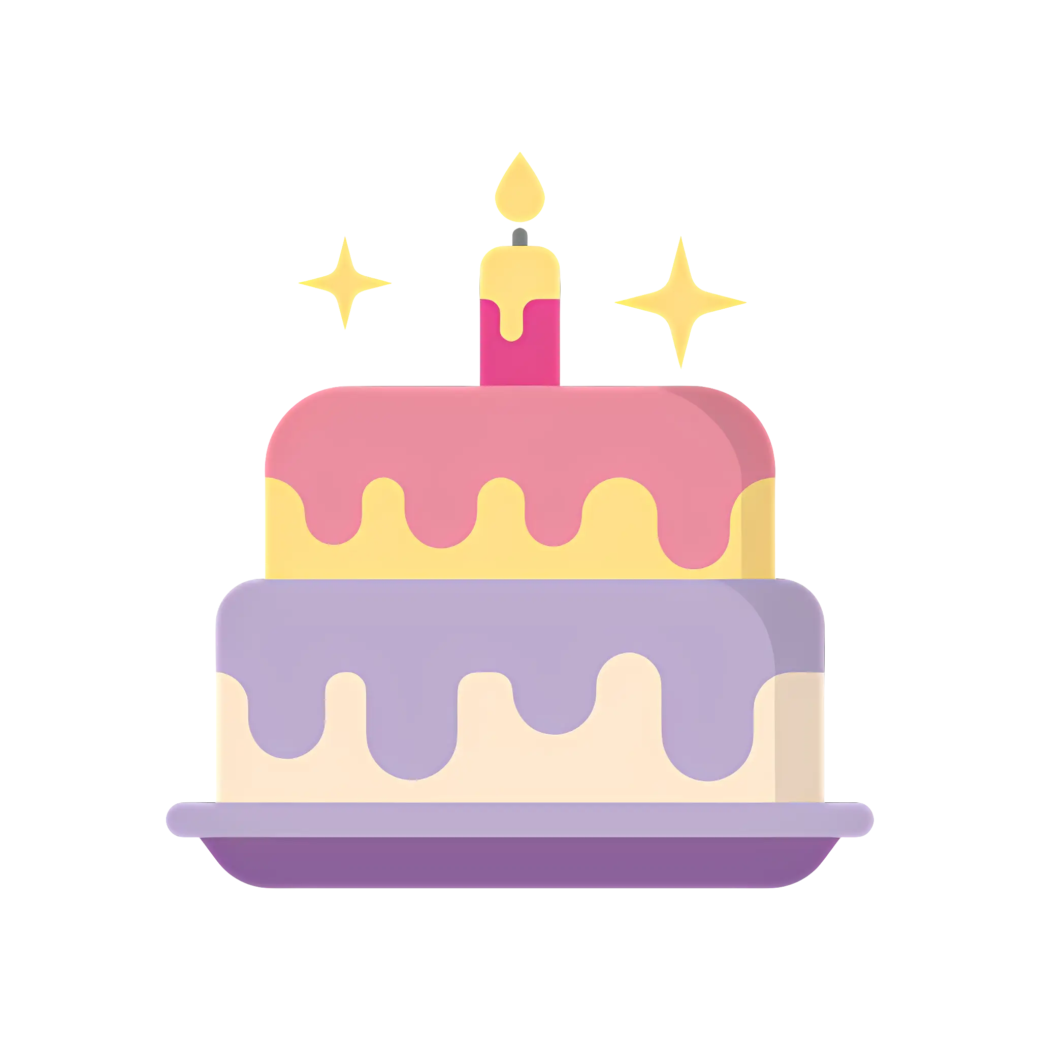 Colorful Layered Cake with Candle Illustration