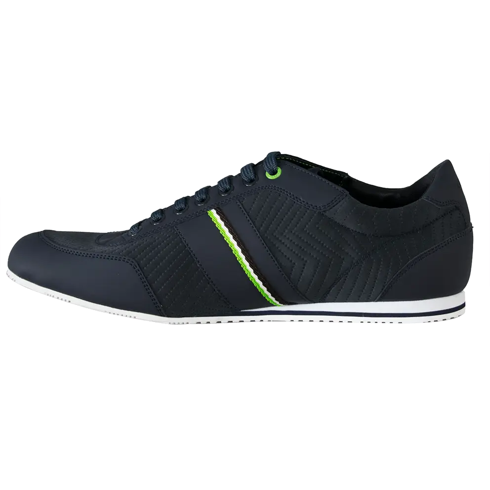 Black Casual Shoe with Green Stripe