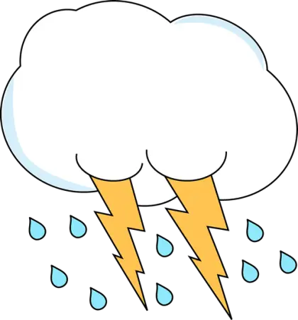 Cloud Illustration with Lightning and Rain