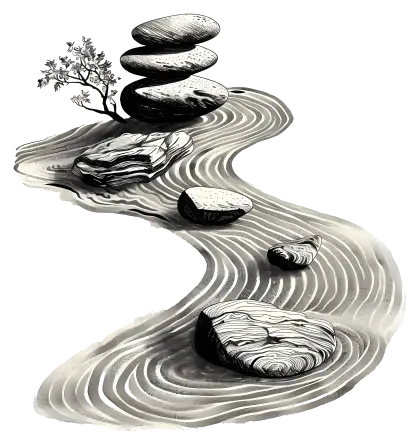 Zen Garden with Stones and Rocks