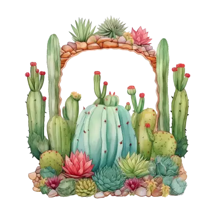 Cactus and Succulent Arrangement Illustration